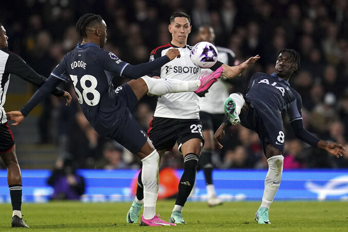 Jelenet a Fulham–Tottenham mérkőzésről (Fotó: Beta/AP)