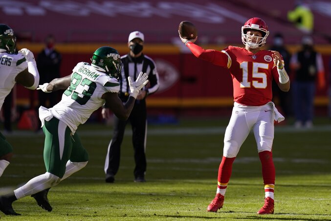 A Jets védői tehetetlenek voltak, Mahomes öt touchdownt passzolt (Fotó: Beta/AP) A Jets védői tehetetlenek voltak, Mahomes öt touchdownt passzolt (Fotó: Beta/AP)
