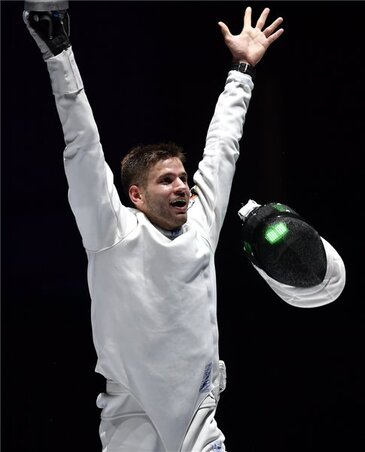 Siklósi Gergely, miután győzött az orosz Szergej Bida ellen (Fotó: MTI) Siklósi Gergely, miután győzött az orosz Szergej Bida ellen (Fotó: MTI)