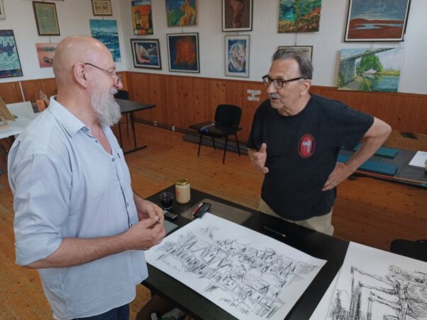 Péter László és Léphaft Pál grafitrudakról beszélgettek az interjú elején (Fotó: Kazinczy Paszterkó Diana)