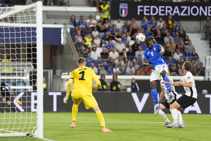 Moise Kean fejese az észtek ellen (Fotó: Beta/AP) Moise Kean fejese az észtek ellen (Fotó: Beta/AP)