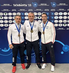 Milan Marić, Željko Jovišić és Nikola Jovanović (balról jobbra) (Fotó: facebook.com/WrestlingSRB)