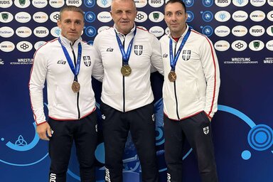 Milan Marić, Željko Jovišić és Nikola Jovanović (balról jobbra) (Fotó: facebook.com/WrestlingSRB)