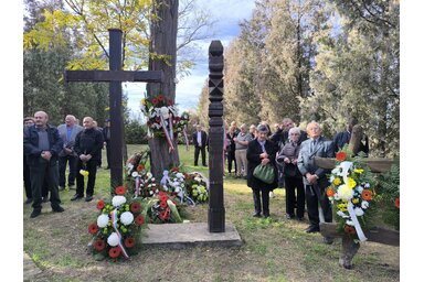 A kegyelet virágai a bajmoki akácfánál  (Dér Dianna felvétele)