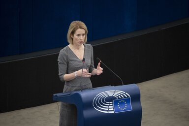 Kallas hangsúlyozta: az orosz bűncselekmények elszámoltatása elengedhetetlen az igazságos és tartós béke megteremtéséhez (Fotó: MTI)