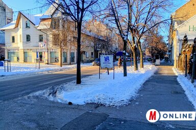 Magyarkanizsa Fő utcája már a hóesés napján is tiszta, járható volt (Fotó: Bajić Jenei Klementina felvétele)
