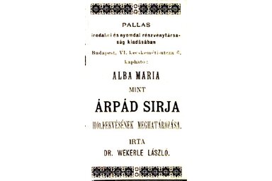 Wekerle egyik Árpádról szóló művének újsághirdetése