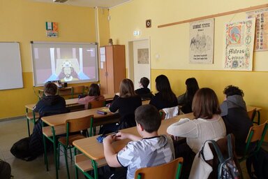 A diákok egy animációs filmet is megtekintettek Nagy Lajos király életéről / Fotó: Molnár Edvárd