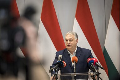 MTI/Orbán Viktor a brüsszeli Magyarország Házban