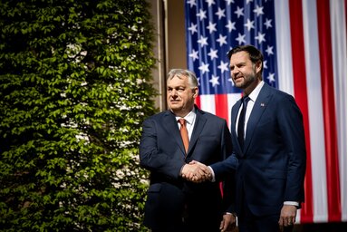 Orbán Viktor fogadja J. D. Vance-t a Karmelita kolostorban (Fotó: MTI)