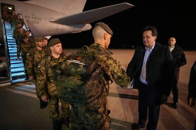 A kontingens nyolc hónapnyi szolgálat után tért vissza (Fotó: Beta)