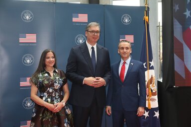 Az államfő Donald Trumpnak és az amerikai népnek is jókívánságait fejezte ki, hangsúlyozva a történelmi szövetség és a jövőbeli együttműködés jelentőségét (Fotó: Beta)