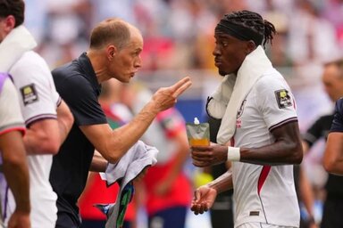 Thomas Tuchel szövetségi kapitány nem volt elégedett tanítványai játékával (Fotó: Beta)
