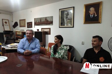 Zoran Petrović, Marijana Mirkov és Igor Popov a tegnapi sajtótájékoztatón (Fotó: Vidács Hajnalka)