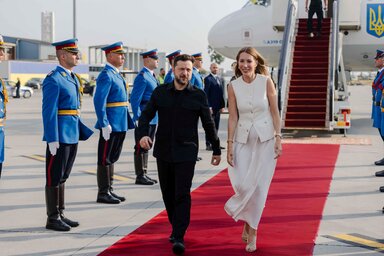 Volodimir Zelenszkijt Dubravka Đedović Handanović bányászati és energetikai miniszter üdvözölte (Fotó: Beta)