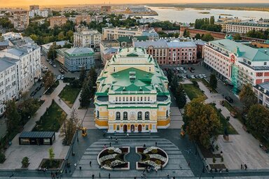 Nyizsnyij Novgorod-i részlet: az M. Gorky Drámaszínház épülete/Wikipedia