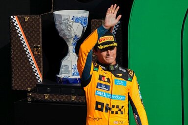 A 26 éves Norris a nyári szünet előtt a Hungaroringen is diadalmaskodott, így a mostani az idén a második, pályafutása során a 13. futamgyőzelme  (Fotó: Beta/AP)