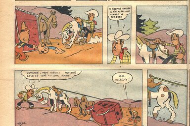 Az 1946-ban megjelent Arizona 1880 Lucky Luke képregény egyik oldala./ Fotó: zona-bede.blogspot.com