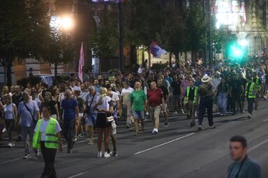 A megmozdulást azt követően jelentették be, hogy Aleksandar Vučić közölte: biztonsági okokból elmarad a Szerb Haladó Párt rendezvénye (Fotó: Beta)
