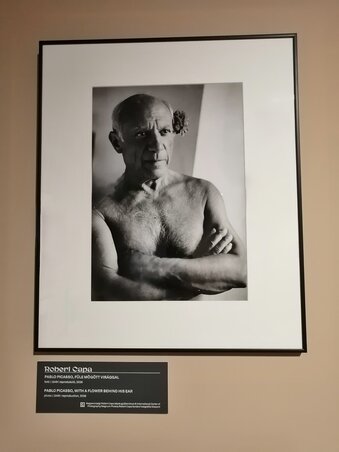 Robert Capa: Picasso füle mögött virággal