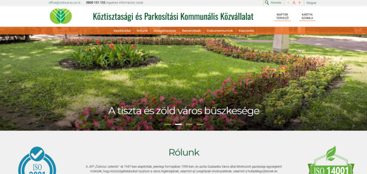 Köztisztasági és Parkosítási Kommunális Közvállalat weboldala