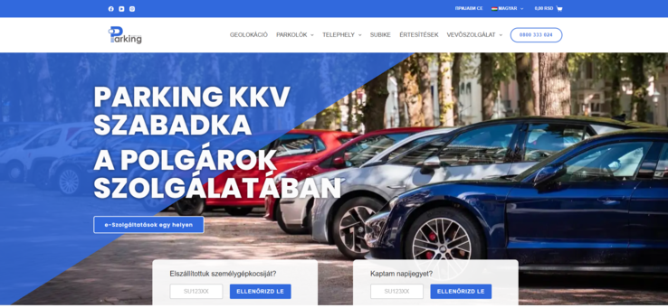 Parking Kommunális Közvállalat weboldala