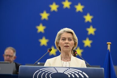 Az Európai Bizottság elnöke hangsúlyozta: az Európai Unió állapota minden eddiginél erősebb, noha minden eddiginél bizonytalanabbnak tűnhet (Fotó: Beta/AP)