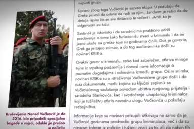 A KRIK állításai szerint a rendőrség magas rangú tagja iránytotta Belivuk csoportját (N1/Képernyőfelvétel)