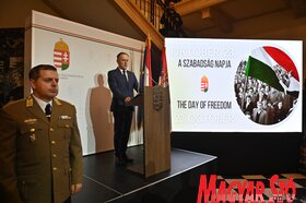 Magyar József Zoltán nagykövet több száz vendég előtt tartotta meg alkalmi beszédét (Ótos András felvétele)