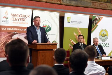 Győrffy Balázs beszél, ülnek Herczegh András és Jakab István (Fotó: MTI)