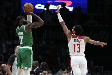 Jaylen Brown nyolc triplát vágott be a Wizardsnak (Fotó: Beta/AP)