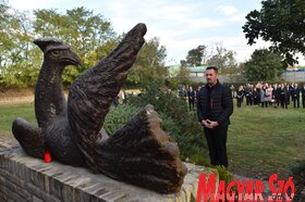 Kegyeletadás a Vergődő madár emlékműnél