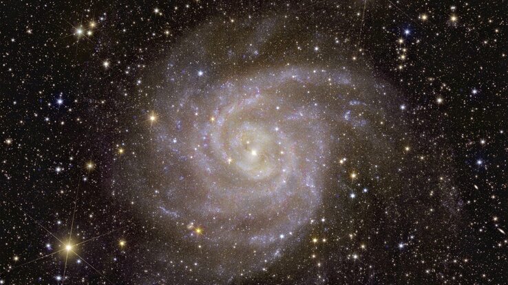 Az Euclid nevű űrtávcső által készített kép az IC 342 spirálgalaxisról, amely a Földtől nagyjából 7-11 millió fényévre helyezkedik el és mintegy 100 milliárd csillagot rejt (Fotó: MTI/AP/Európai Űrügynökség)