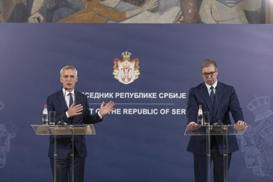Jens Stoltenberg és Aleksandar Vučić (Fotó: Beta)