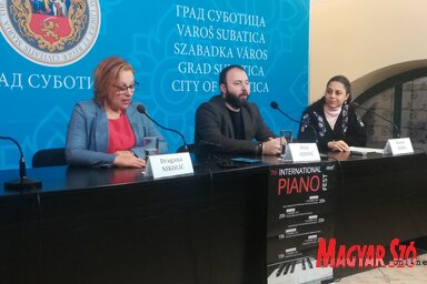 Dragana Nikolić, Miloš Radović és Görög Noémi a Piano Fest sajtótájékoztatóján, fotó: Lukács Melinda