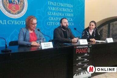 Dragana Nikolić, Miloš Radović és Görög Noémi a Piano Fest sajtótájékoztatóján, fotó: Lukács Melinda