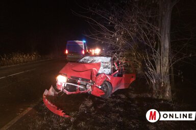 A balesetet szenvedett gépkocsi (Fotó: Csincsik Zsolt felvétele)