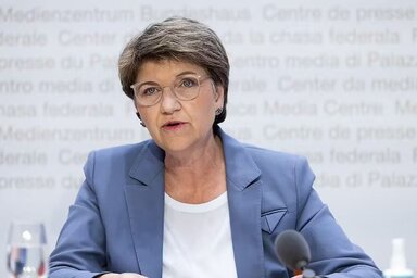 Viola Amherd svájci államfő, fotó: KEYSTONE/PETER KLAUNZER