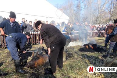 Szalmával pörkölték a disznót (Kecskés István felvétele)