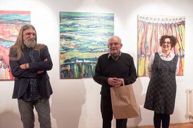 Miroslav Jovančić, Boros György és Szalma Viktória, a Kortárs Galéria igazgatója / Molnár Edvárd felvétele