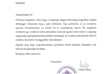 Orbán Viktor levele/Facebook