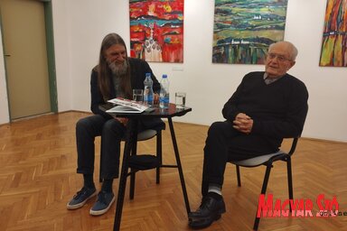 Jóízű beszélgetés a Szabadkai Kortárs Galériában – Miroslav Jovančić és Boros György / Lukács Melinda felvétele