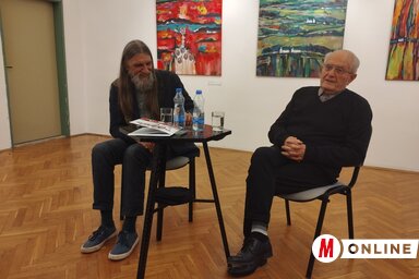 Jóízű beszélgetés a Szabadkai Kortárs Galériában – Miroslav Jovančić és Boros György / Lukács Melinda felvétele