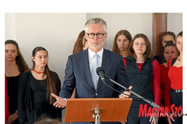 Christian Ebner osztrák nagykövet a nyelvismeret fontosságára hívta föl a résztvevők figyelmét (Fotó: Gergely Árpád felvétele)