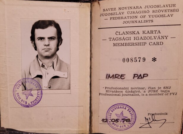 A Jugoszláv Újságíró Szövetség igazolványa (Lakatos János felvétele)