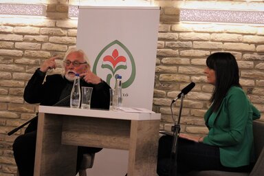 Az eseményen Hernyák György rendezővel Husnyák Andrea, a Pannon RTV munkatársa beszélgetett / forrás: Szekeres László Alapítvány