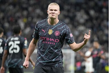 Haaland révén a City egy lépésre került az újabb bajnoki címhez (Fotó: Beta/AP)