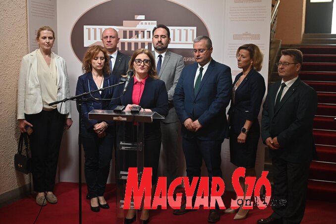 Sajtótájékoztatót tart a VMSZ képviselői csoportja (Ótos András felvétele)