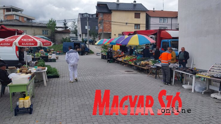 A piac egy része. Kiváló šar-hegyi sajtot és mézet lehet itt venni (Németh Zoltán felvétele) A piac egy része. Kiváló šar-hegyi sajtot és mézet lehet itt venni (Németh Zoltán felvétele)