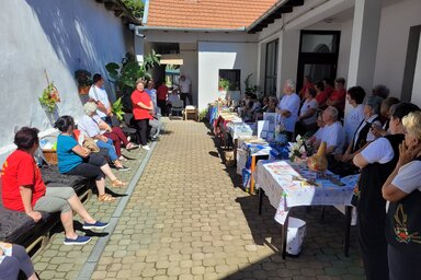 Tóth Anita bemutatja Kishegyest a vendégeknek (Lakatos János felvétele)